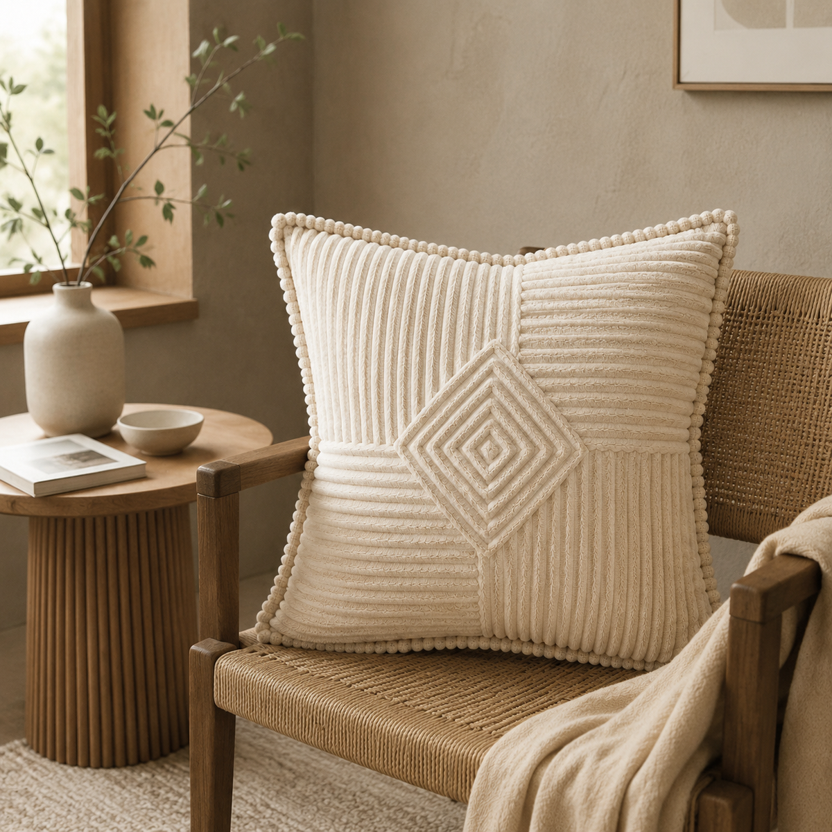 Corduroy Striped Cushion Cover