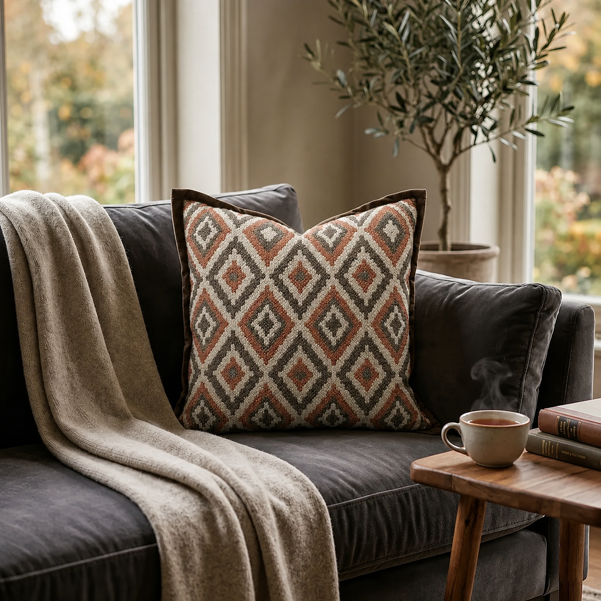 Striped Wide-Edge Cushion Cover