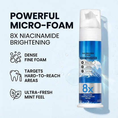 Niacinamide Foaming Whitening Toothpaste 8X - Fresh Breath Stain Removal Gentle Teeth Cleaning 100ml