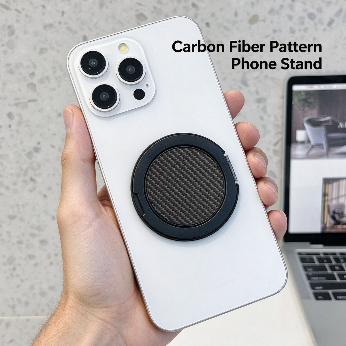 Ultra-thin magnetic phone ring holder with 360-degree rotating metal clip, multi-functional portable foldable stand