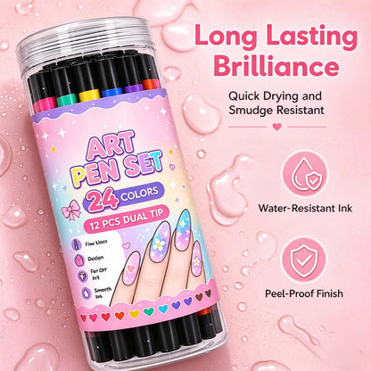 💅 LIMITED‑TIME 50% OFF! 💥 24 Colors Dual Ended  Art Pens Set – Creative, Salon‑Quality, Easy DIY ✨