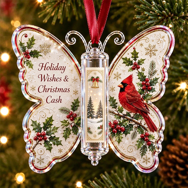 🔥Last Day 49% OFF🦋💵 Christmas Cash Gift Butterfly Ornament – Holiday Money Holder Keepsake 🎄✨