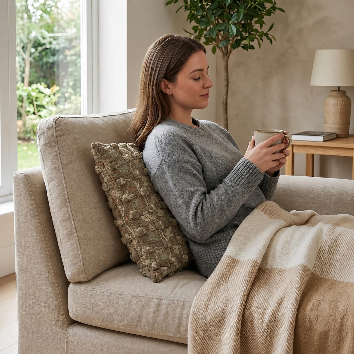 Wabi-Sabi Geometric Bubble Cushion Cover
