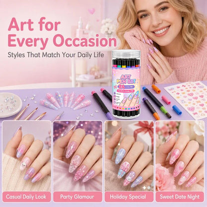 💅 LIMITED‑TIME 50% OFF! 💥 24 Colors Dual Ended  Art Pens Set – Creative, Salon‑Quality, Easy DIY ✨