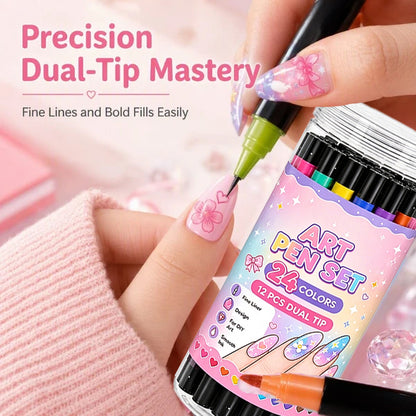 💅 LIMITED‑TIME 50% OFF! 💥 24 Colors Dual Ended  Art Pens Set – Creative, Salon‑Quality, Easy DIY ✨