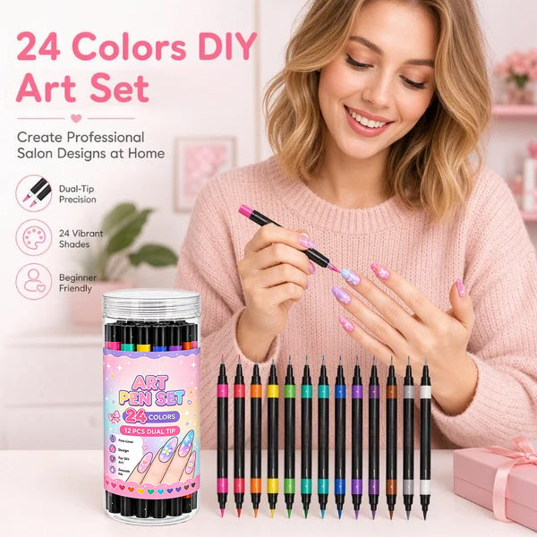 💅 LIMITED‑TIME 50% OFF! 💥 24 Colors Dual Ended  Art Pens Set – Creative, Salon‑Quality, Easy DIY ✨